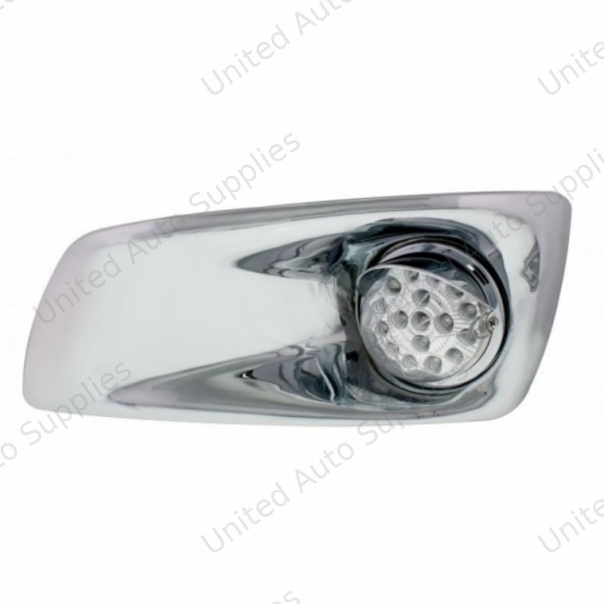 Fog Light Cover With Amber LED Clear Style Reflector Light & Visor For 2007-17 KW T660- Driver -Clear Lens