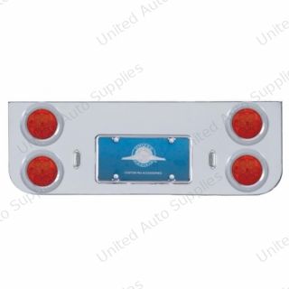 Chrome Rear Center Panel With Four 7 LED 4" Reflector Lights & Bezels - Red LED/Red Lens