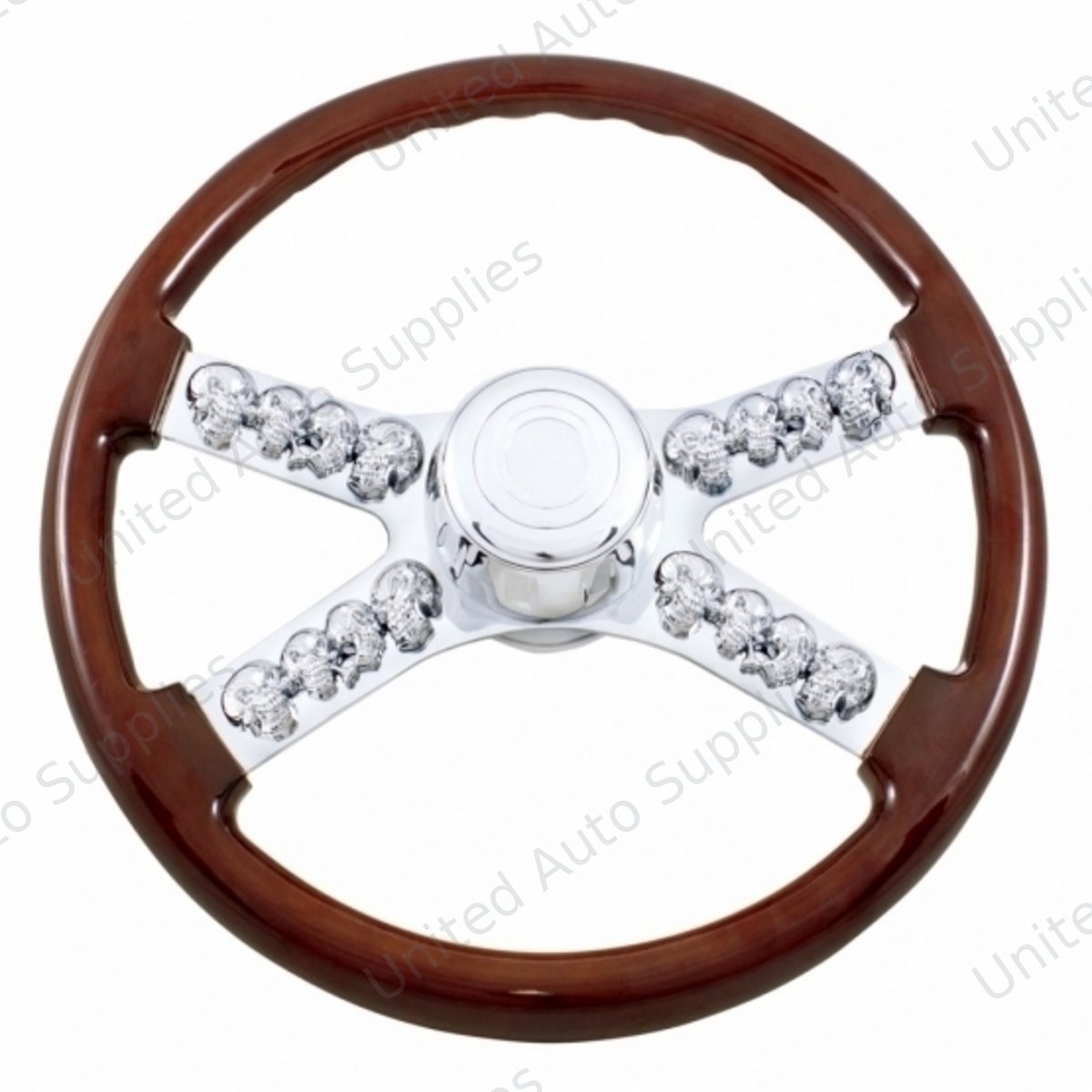 18" Skull Steering Wheel With Hub & Horn Kit - International