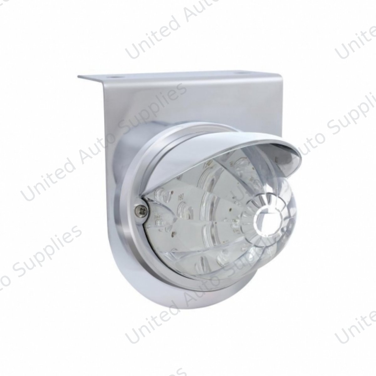 Stainless Light Bracket With 17 LED Dual Function Watermelon Light & Visor - Amber LED/Clear Lens