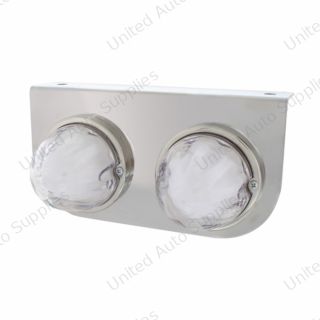 Stainless Light Bracket With 2X 9 LED Dual Function Watermelon GloLight - Red LED/Clear Lens