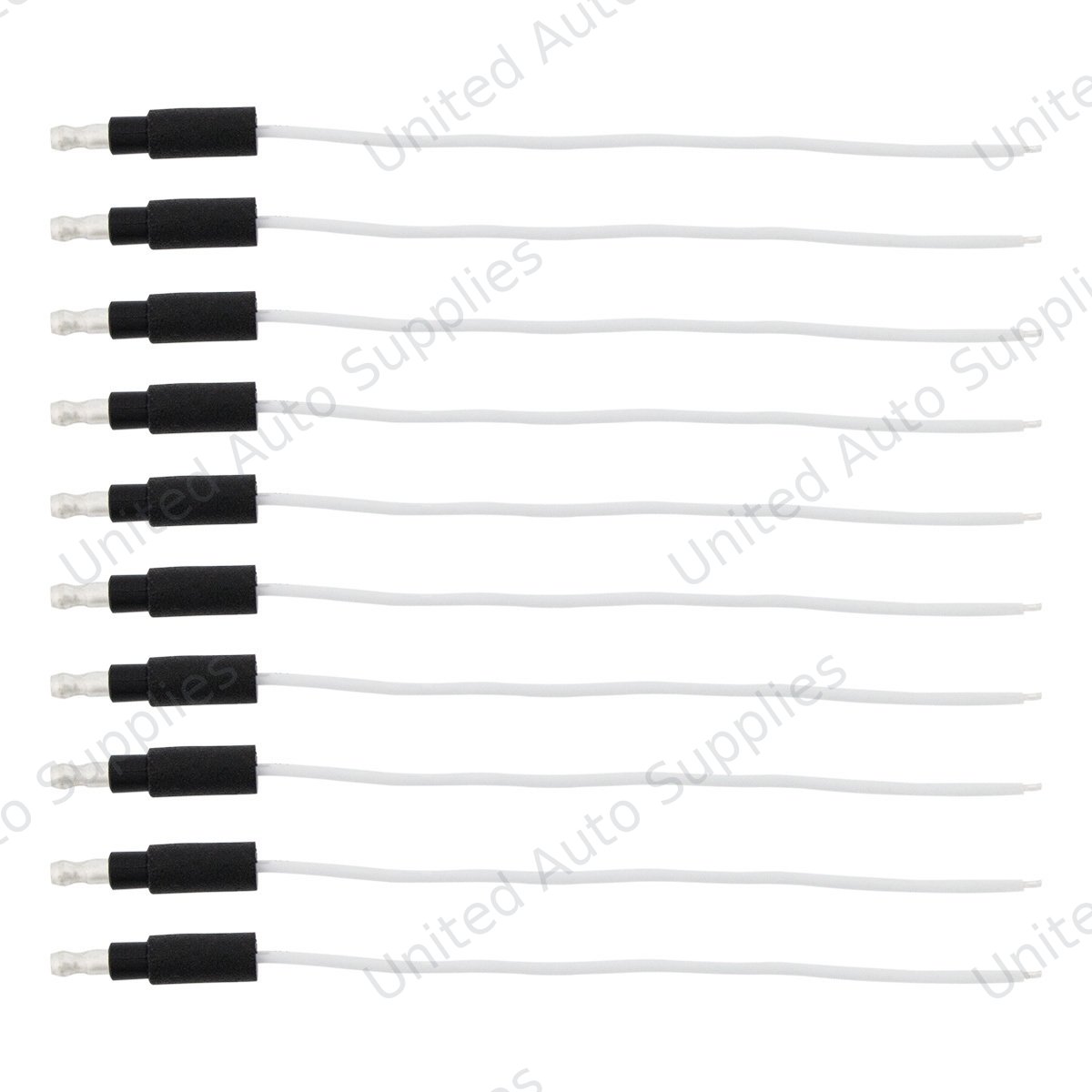 6" Single Lead Wire With .180 Bullet Termination & Stripped End - White (10 Pcs)