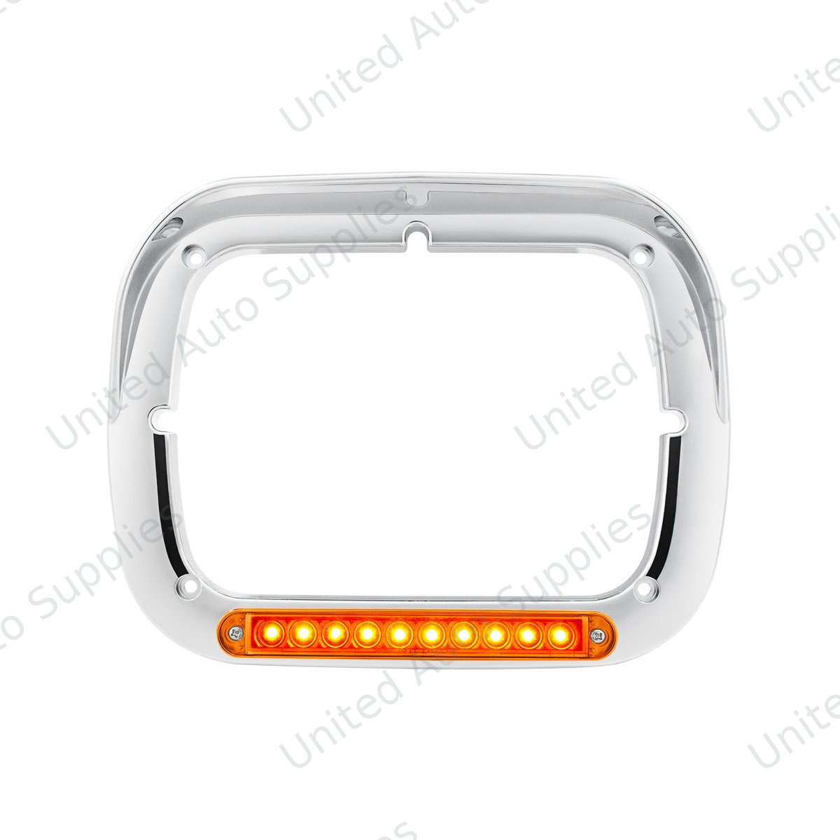 10 LED 5" x 7" Headlight Bezel With Visor - Amber LED/Amber Lens