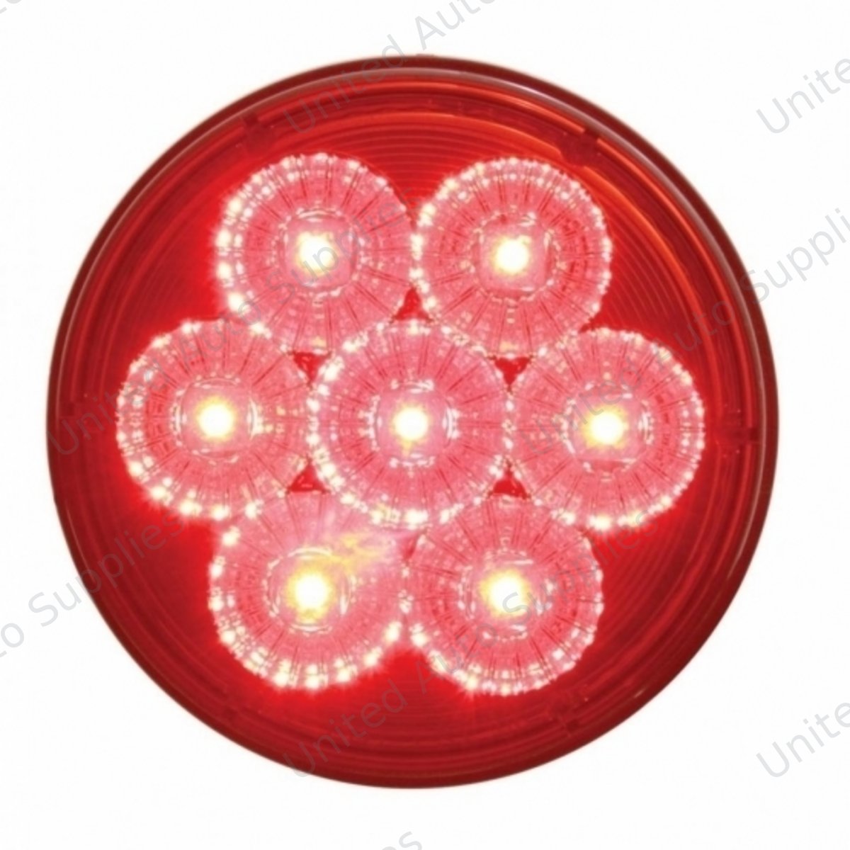 7 LED 4" Round Reflector Light (Stop, Turn & Tail) - Red LED/Red Lens
