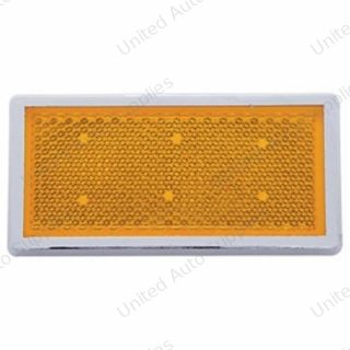 Rectangular Quick Mount Reflector With Chrome Bezel - Amber